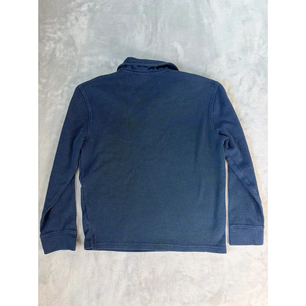 Old Navy Boys Long Sleeve Polo Shirt Navy Blue Uniform Soft Size Large 10-12